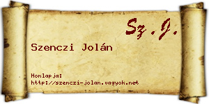 Szenczi Jolán névjegykártya