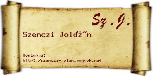 Szenczi Jolán névjegykártya